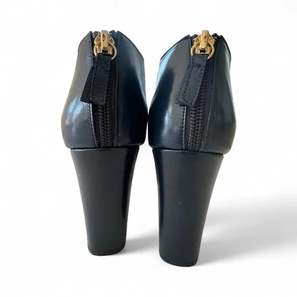 US 7.5 ❤️Made ITALY Bionda Castana‎ Blue White Leather Crossover Booties